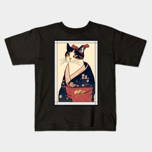 Cat japanese with kimono vintage Kids T-Shirt